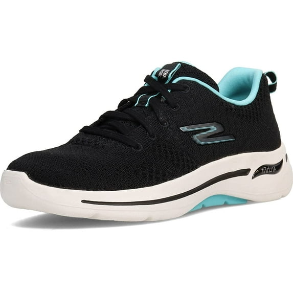 Skechers Women's Go Walk Arch Fit-Unify Sneaker, Black/Aqua, 7.5 Wide
