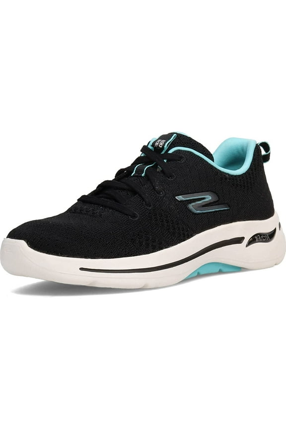 Women's Go Walk Arch Fit-Unify Sneaker, Black/Aqua, 7.5 Wide