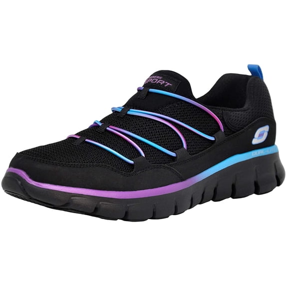 Skechers Women's Loving Life Memory Foam Black/Purple Fashion Sneaker 7 Wide US