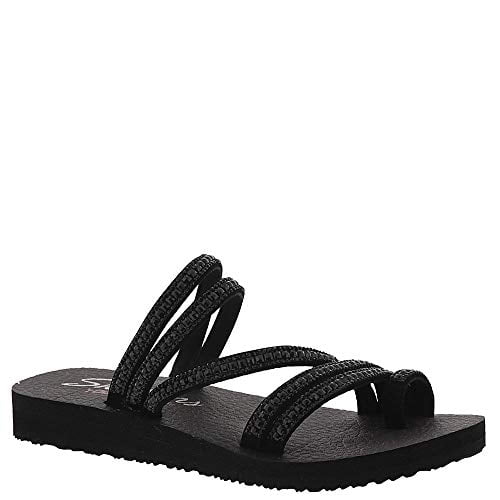 Skechers Women's Meditation-Glam Flash-Rhinestone Toe Loop Thong Flip-Flop