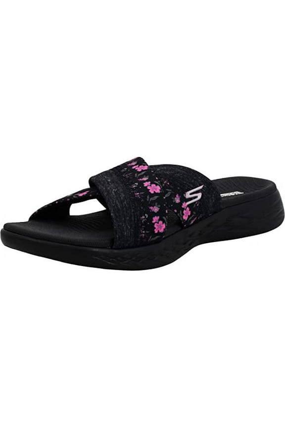 Slip-On Sandals for Women,On The Go 600 - Blooms, Cross-Strap Design, Floral Print, Cushioning, Goga Mat Footbed