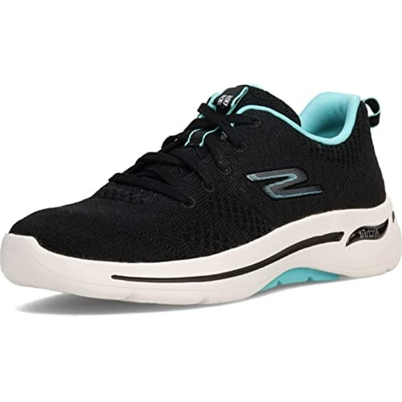 Skechers Women's Performance GO Walk Arch FIT-Unify Sneaker, Black/Aqua, 9 Wide