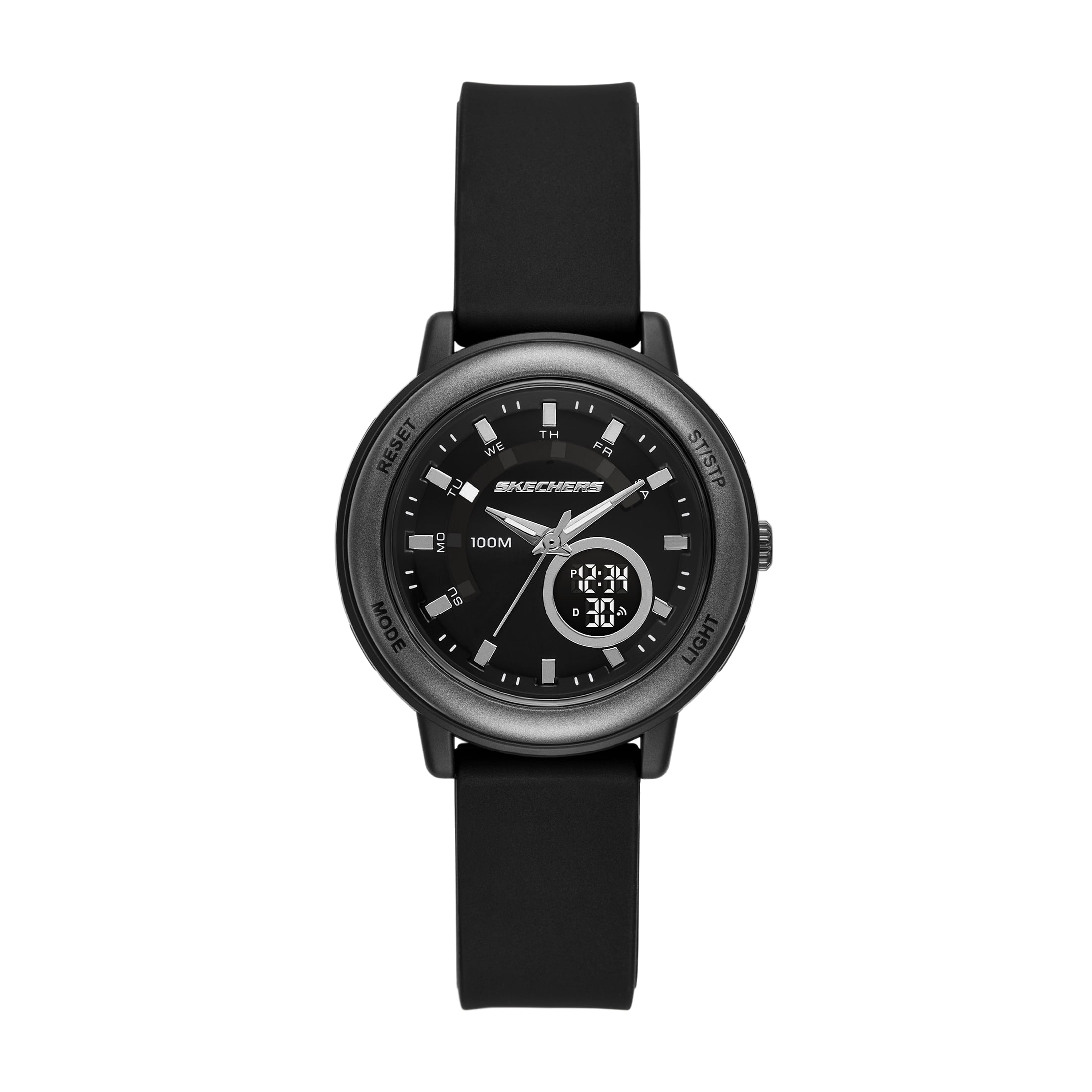 Skechers Women's Salerno Analog-Digital, Black Polycarbonate Watch