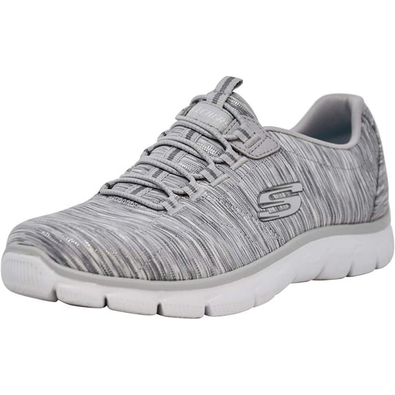 Skechers Women's Sport Empire Sneaker, Silver/White, 6.5 W US