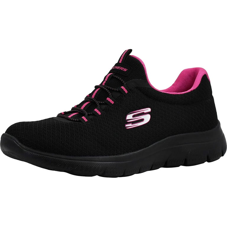スケッチャーズ スニーカー Summits_12980 レディース Black Pink 22.5 Skechers Women's Summits Slip-On Sneaker, Soft Mesh Knit, Memory