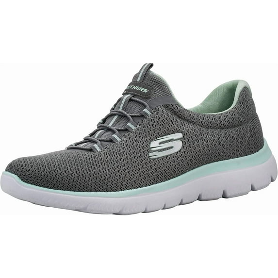 Skechers Women's Summits Grey/Aqua Sneaker 6.5 M US