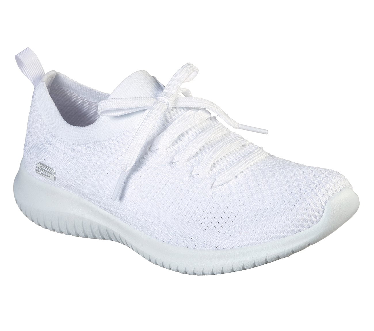 Women's Ultra Flex - Statements Sneaker, White/Silver, 7 M US