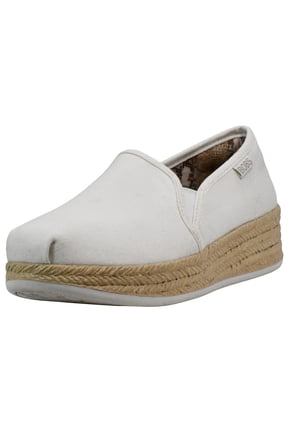 Women Shoes Urban Highlites Platform Espadrille Inspired Vegan Canvas Memory Foam Flatform Walking Round Toe Water Resistant Slip on Shoes