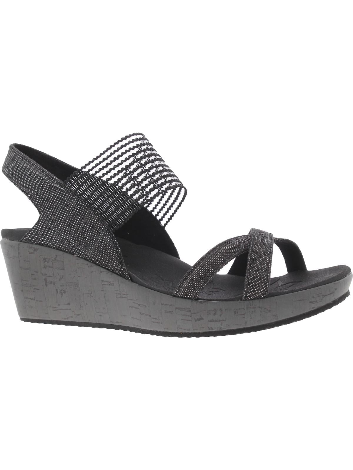 Beverlee High Tea Wedge Slide Sandals for Women Cork Inspired Wedge Heel Sparkle Linen Upper Cushioned Footbed