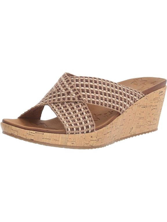 Beverlee-Delighted Wedge Sandals for Women, Boho Chic Style Cross Strap Slide