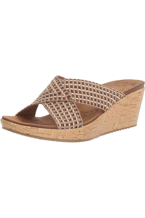 Beverlee-Delighted Wedge Sandals for Women, Boho Chic Style Cross Strap Slide