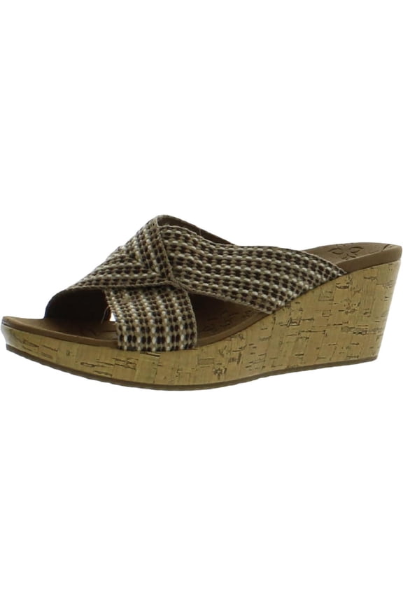 Beverlee-Delighted Wedge Sandals for Women, Boho Chic Style Cross Strap Slide