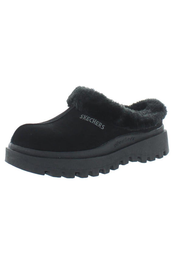 Womens Fortress Suede Fur Lined Clogs Slip on Memory Foam Insole Shock Absorbing Midsole Traction Outsole Mules