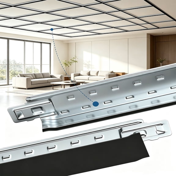 Skeel Black Galvanized Steel Drop Ceiling Grid Kit, Complete 64 Sq. Ft. Suspended Ceiling System, Rust- and Fire-Resistant, Easy to Install for Basement, Living Room, Kitchen & Bathroom