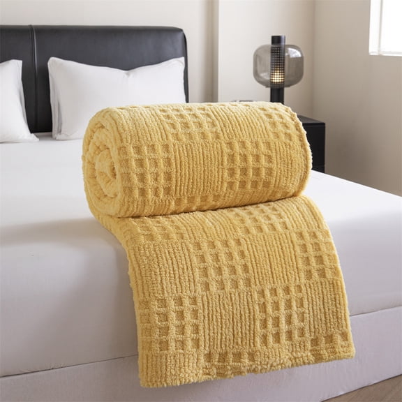Skegnu 150x200cm Waffles Jacquards Blanket Multifunctional Cover Blanket Quilt Nap Blanket Suitable for Bed Or Sofa Use Twin Size Lightweight Fleece Blanket 150x200cm