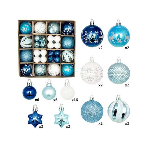Skegnu 44pcs Christmas Tree Balls Ornaments for Christmas Tree Decorations Christmas Holiday Accessories Painted Christmas Balls Set Plastic Balls Christmas Tree Pendant