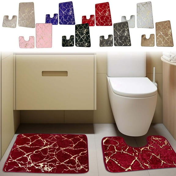 Skegnu 50% Off Clear! Bath Mats For Bathroom - Bathroom Rugs Memory Foam Bath Mat Set 2 Pcs Bathroom Rugs Set Toilet Mats Soft Comfortable Water Absorption Nonslip Thick Machine Wash Washable