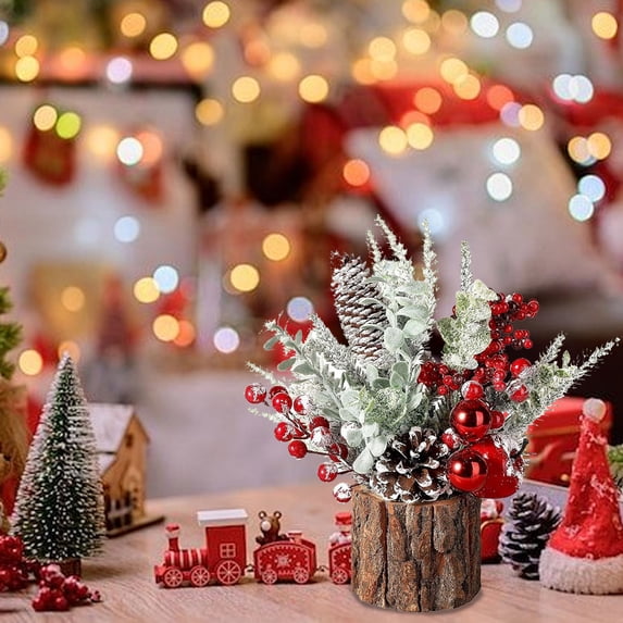 Clearance Christmas Decoration! Skegnu Artificial Christmas Tree With Pines Cones Berries Tabletop Christmas Tree Decorations Indoor Outdoor on Clearance