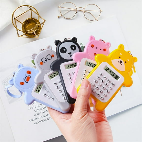 Skegnu Back to School Supplies Cute Bear Calculator, Basic Button Battery Powered, Handheld Calculator Schools And Children Can Choose , Yellow, Blue, Cyan And Brown.