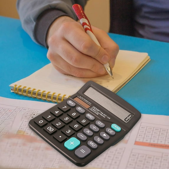 Skegnu Calculators Desktop Portable Calculator 12 Keys True Solar Sun Power Suitable for Finance Supermarket Accounting Office Can Hold Batteries Great Gifts for Less