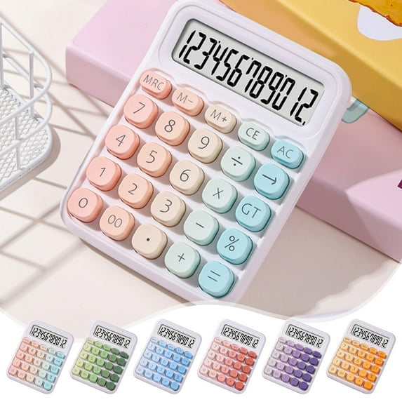 Skegnu Calculators Desktop Portable Cute Calculator Small Portable Scientific Calculator for 12 Digits Mini Body Plastic Keys Non-slip Bottom Pad Clear Keys on Clearance