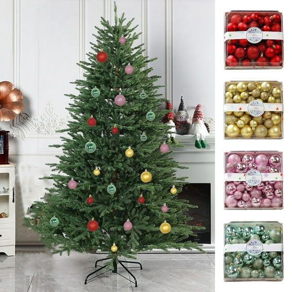 Skegnu Christmas Balls Ornaments for Christmas Decorations Transparent Christmas Balls Set 44pcs Plastic Material Christmas Tree Decoration Festival Ambiance Decoration