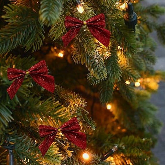 Skegnu Christmas Closet Decorations Christmas Day Hotel Party Decoration Bow Bright Bow Christmas Tree Decoration Holiday Decoration Props Gold Powder Mini Bow Chritmas Decor