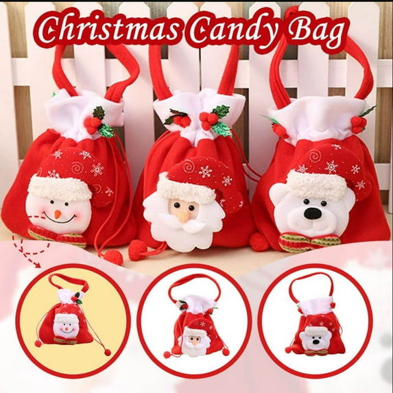 Skegnu Christmas Gift Bag Santa Claus Backpack Hanging Bag Christmas Socks Christmas Supplies Gift Candy Bag Deals
