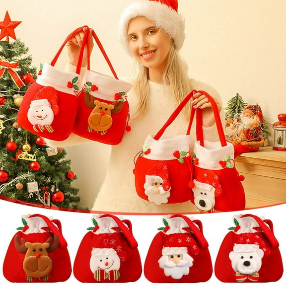 Skegnu Christmas Gift Bags,Christmas Gift Bags, Velvet Candy Decorated Deer Bouquet Pockets Holiday Gifts Decor on Clearance
