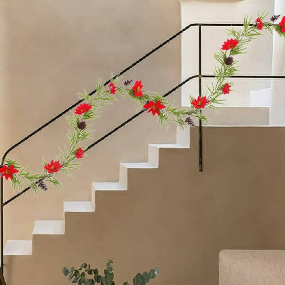 Christmas Party Decorations Christmas Decoration Simulation Red Fruit Cane Crosss Border Pines Needles Pines Cones Wedding Home Kitchen Arrangement Vines Christmas Cane