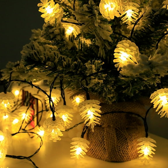 Skegnu Christmas String Lights Outdoor Pinecone String Lghts Solar Energy Eight Function Flashing Pinecone Modeling Atmospheres String Lights Holiday Decoration Color Lights Holiday Products Gifts