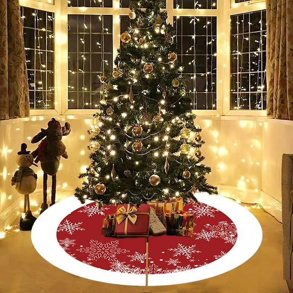 Skegnu Christmas Tree Skirts for Christmas Decoration with Christmas Pattern Print Round Merry Xmas Decor Rugs For Living Room Bedroom Non Slip Floor Carpet Runner Mats Christmas Tree Skirt Mat