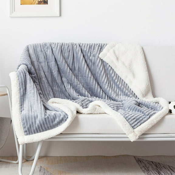 Skegnu Double-Sided Thick Blanket, Flannel & Faux Wool Reversible Throw 100x150cm, Multi-Use Sofa Cover, Rug, Winter Blanket in 7 Colors