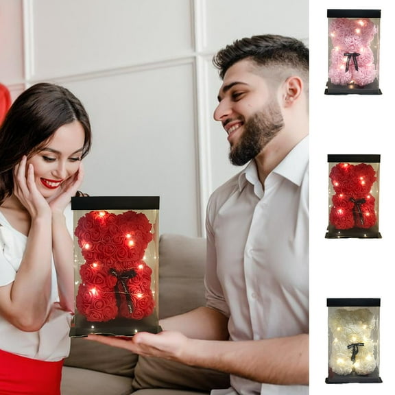 Skegnu Eternal Flower PE Rose Bear Birthday Gift Valentine's Day Qixi Gift To Girlfriend Simulation Flower Gift Valentines Day Mother's Day Gifts for Her