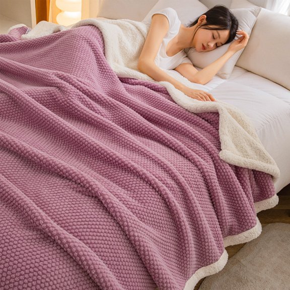 Skegnu Extra Thick Flannel Fleece Blanket With Double Layer Fleece Throw Blanket 200x180cm Reversible Plush Fluffy Large Big Blanket Lattice Flannel Blankets for Sofa Couch Bed