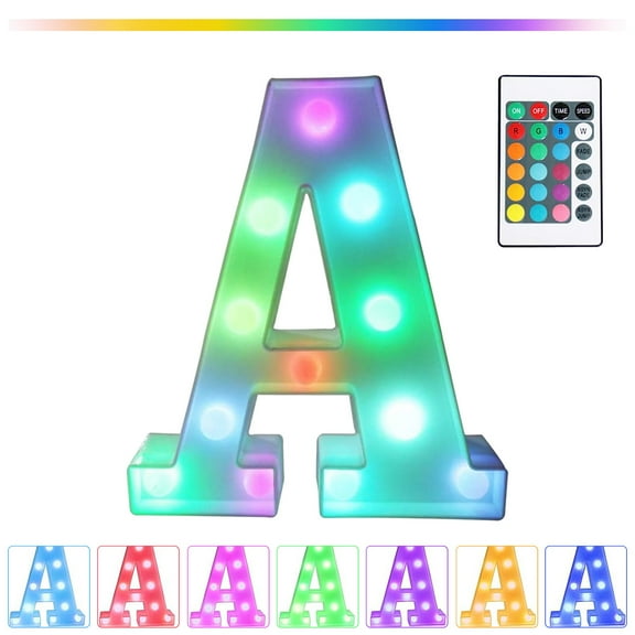 Skegnu Family Gifts Colorful LED Marquee Letter Lights With Remote – Party Bar Letters With Lights Decorations For The Home - Multicolor on Clearance