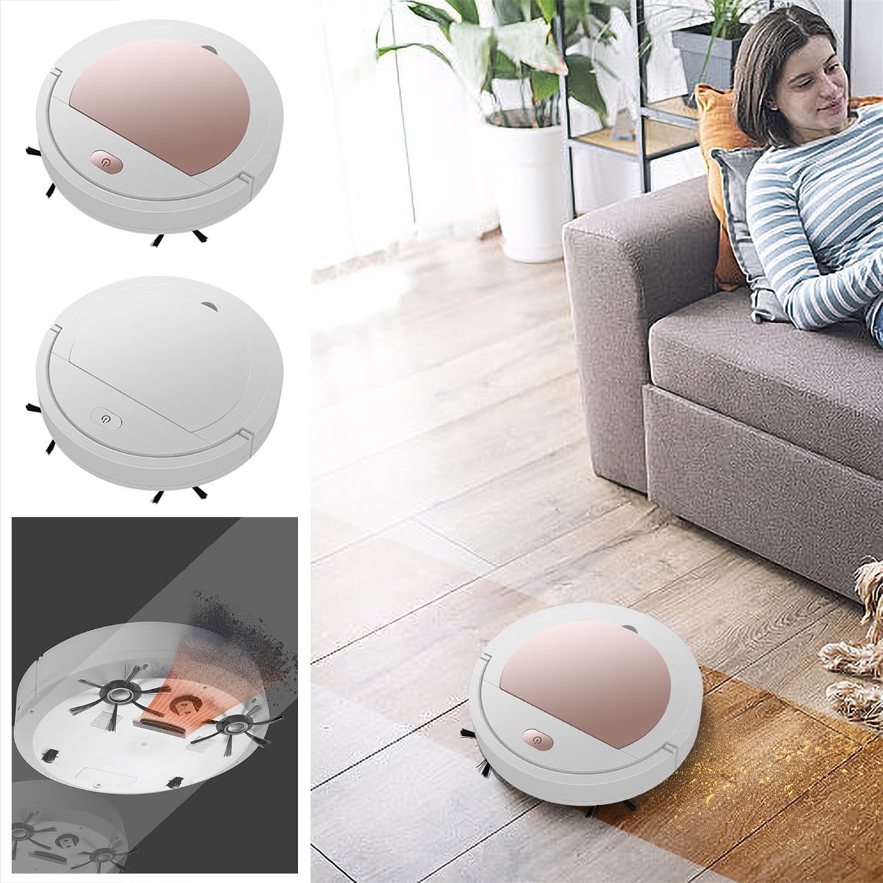 Skegnu Father's Day Robot Vacuum Cleaner, Cleaning Robot Household Vacuum Cleaner And Mop 3 In 1, Applicable To Hard Floor, 1800Pa Strong Suction, Ultra-thin, Daily Cleaning Deal for Days