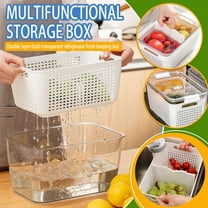 Skegnu Fruit Vegetable Storage Containers For Fridge Draining Fresh Containers 3 In 1 Produce Storage Containers Large Organizer Bins With Lid & Colander Refrigerator Organizers And Storage