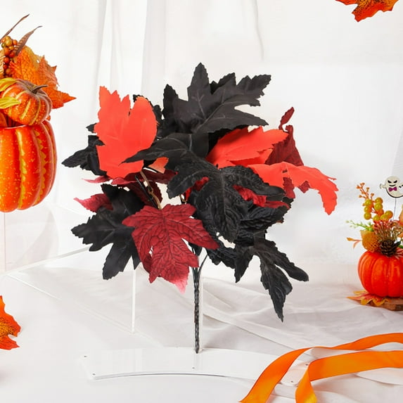 Skegnu Halloween Thanksgiving Decorations Maple Leaves Stems Artificial Leaves Silk Maple Leaves Fall Bouquet For Artificial Plants Fall Floral Arrangements Halloween Decor Family Gifts