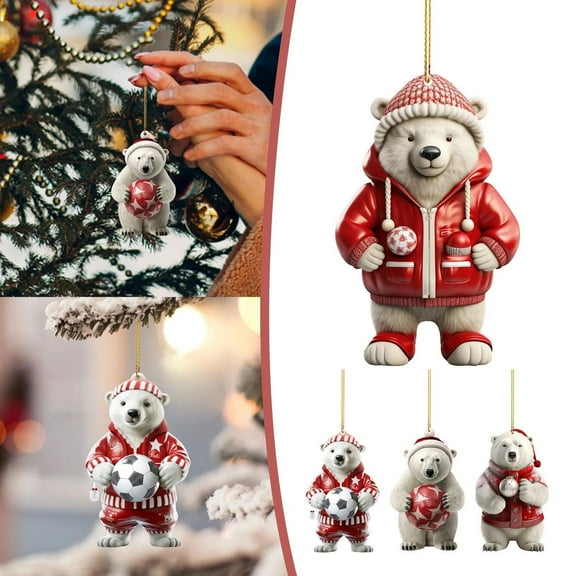 Skegnu Home Decorations Cute Bear Christmas Scene Decoration Pendant Holiday Gifts
