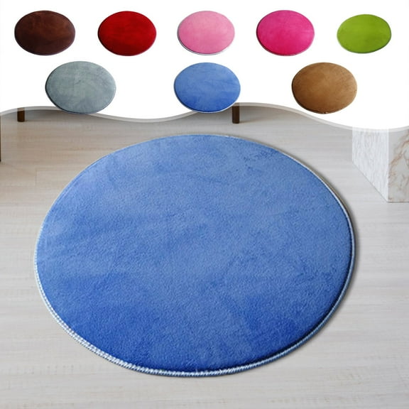 Skegnu Kitchen Rugs Round Solid Coral Velvet Memory Foam Carpets Area Rug Bedroom Doormat Floor Mats Gifts for Family