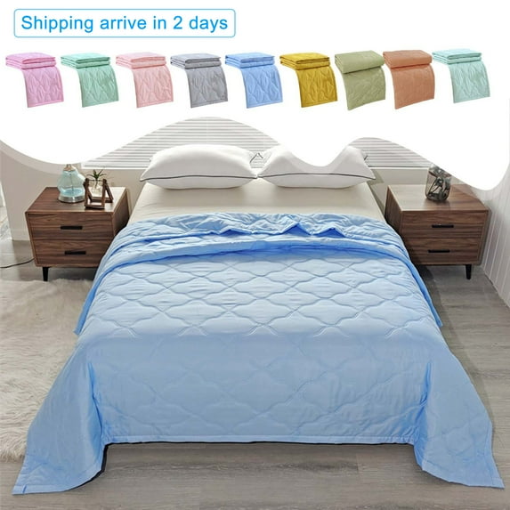 Skegnu Lightweight Soft Summer Quilt Skin-friendly Plain Printed Washed Cotton Summer Quilt Ventilation Quilt 100x150cm/39.37x59.5in