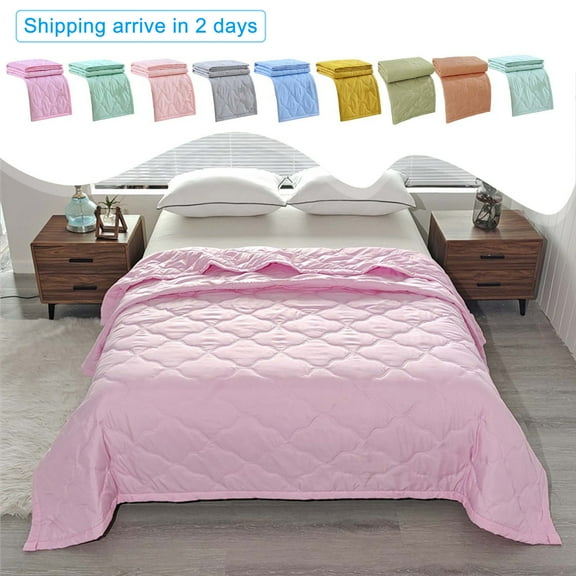Skegnu Lightweight Soft Summer Quilt Skin-friendly Plain Printed Washed Cotton Summer Quilt Ventilation Quilt Suitable for All Seasons
