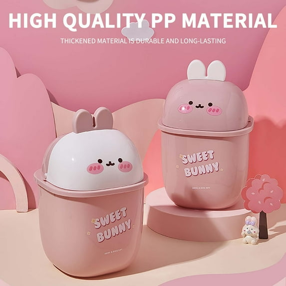 Skegnu Mini Trash Can With Lid Cute Rabbit Tabletop Flip Small Trash Can 0.35 Gallon Tabletop Trash Can Suitable For Bathroom Kitchen Office Dressing Table Trash on Clearance