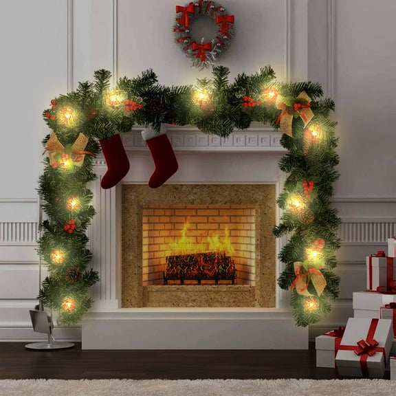 Skegnu Outdoor Patio String Lights Christmas Rattan 1.8 Meter Lantern Christmas Rattan Decoration Hotel Window Door, Window Wall Hanging String Lights for Bedroom Wedding Party Indoor Decor