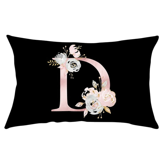 Skegnu Outdoor Pillows Pillow Covers English Alphabet ANW Floral Pillowcases Black Throw Pillow Case Outdoor Cushions on Clearance