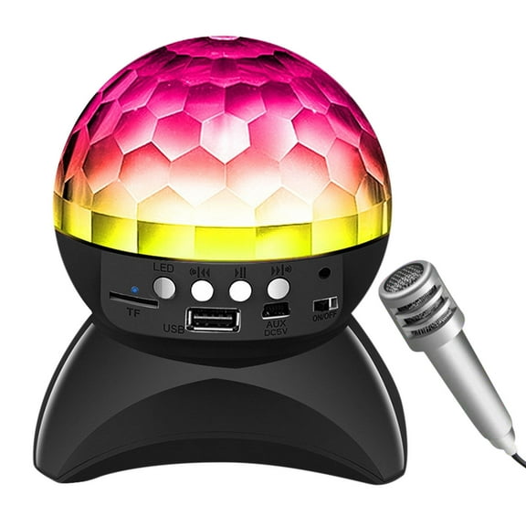Skegnu Portable Audio Stereo Speakers Crystal Ball Disco Bluetooth LED Party Lights Speaker Support FM Card AUX With MIrcophone for Parties/Outdoor/Camping/Cars