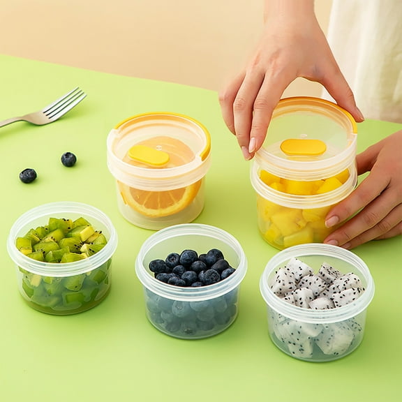 Skegnu Portable Snack Fruit Bento Box, Multifunctional Round Refrigerator Sealed Fresh-keeping Box, Transparent Portable Plastic Storage Box, Outdoor Picnic Storage Food Storage Containers