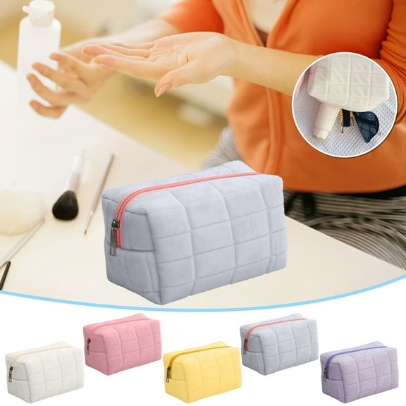 Skegnu Under $1 Cute Cute Large-capacity Cosmetic Bag Portable Plush Velvet Storage Bag Heart Personality Storage Bag Small Pencil Pouch Pencil Pouches