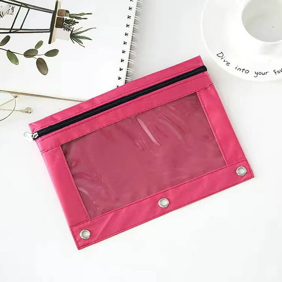 Skegnu Big Capacity Pencil Case Three-hole Pencil Case Single Zipper Transparent PVC Document Storage Bag Detachable Folder Large Capacity Pencil Case Pouch